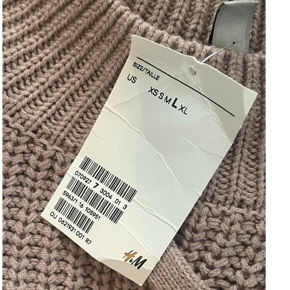 NWT Women's H&M Tan Stitched Knit Soft Fall Winter Sweater Sz Large - Picture 5 of 6